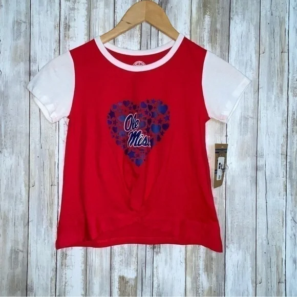 NWT NCAA Girls Ole Miss Red Heart Tee Small - Picture 1 of 6